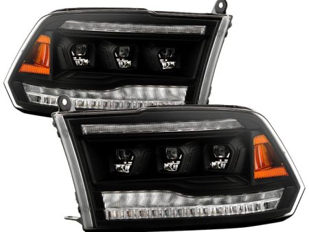 Spyder LED Projectile Headlights Dodge Ram 1500 (13-18) 2500 3500 (13-19) Halogen Model [Apex  Series - Sequential LED Turn Signal] Black Fashion