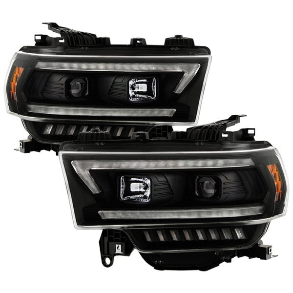 Spyder Projector Headlights Dodge Ram 2500 3500 (19-22) Halogen Model [Signature Series - Sequential LED Turn Signal] Black Housing Sale