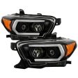 Spyder Projector Headlights Toyota Tacoma (16-22) OE halogen w  LED DRL [Signature Series - Sequential LED Turn Signal] Black Housing Discount