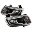 Spyder Projector Headlights Dodge Charger (11-14) Factory Halogen [Platinum Series - LED Light Tube Parking Lights] Black Housing Discount