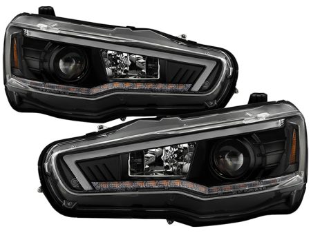 Spyder Projector Headlights Mitsubishi Lancer EVO 10 (08-17) [Signature Series - LED Sequential Turn Signal Lights] Xenon HID or Halogen Model For Discount