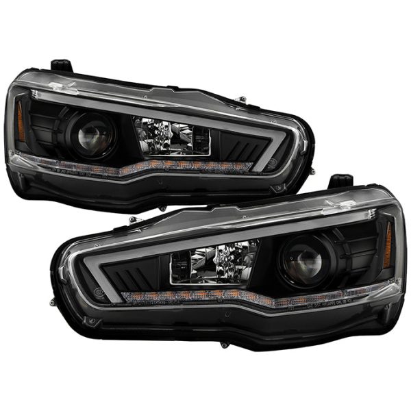 Spyder Projector Headlights Mitsubishi Lancer EVO 10 (08-17) [Signature Series - LED Sequential Turn Signal Lights] Xenon HID or Halogen Model For Discount