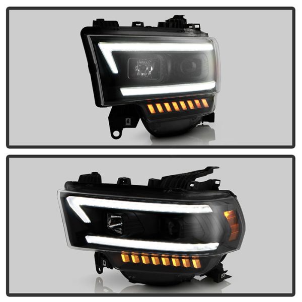 Spyder Projector Headlights Dodge Ram 2500 3500 (19-22) Halogen Model [Signature Series - Sequential LED Turn Signal] Black Housing Sale